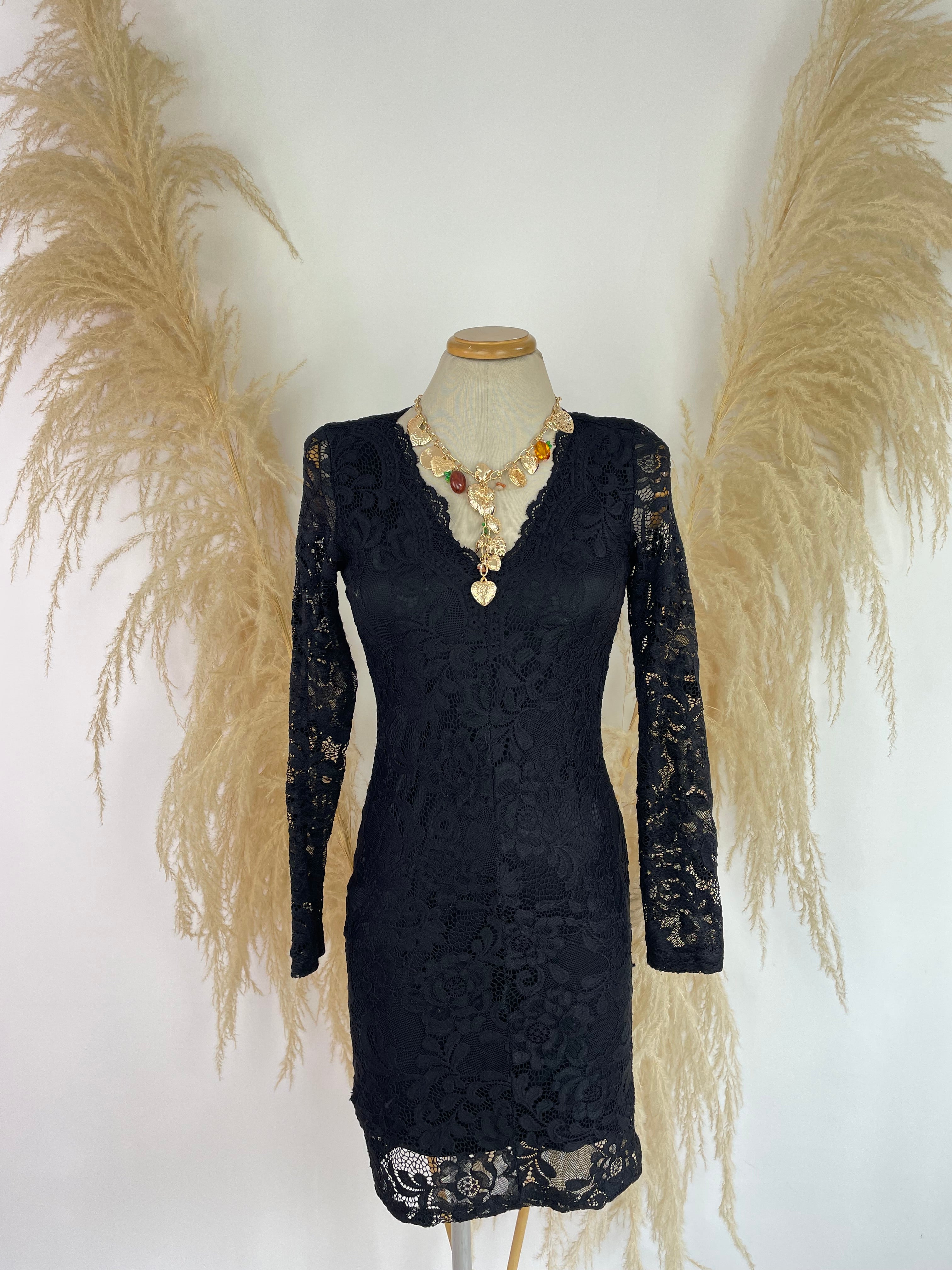 VESTIDO NEGRO ENCAJE D1894